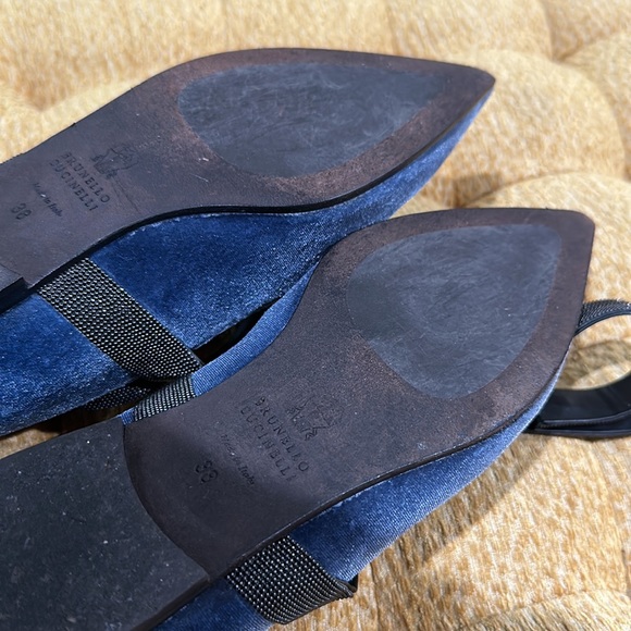 Brunello Cucinelli Blue Velvet Flats - Size 38 (US size 8) - Picture 12 of 12